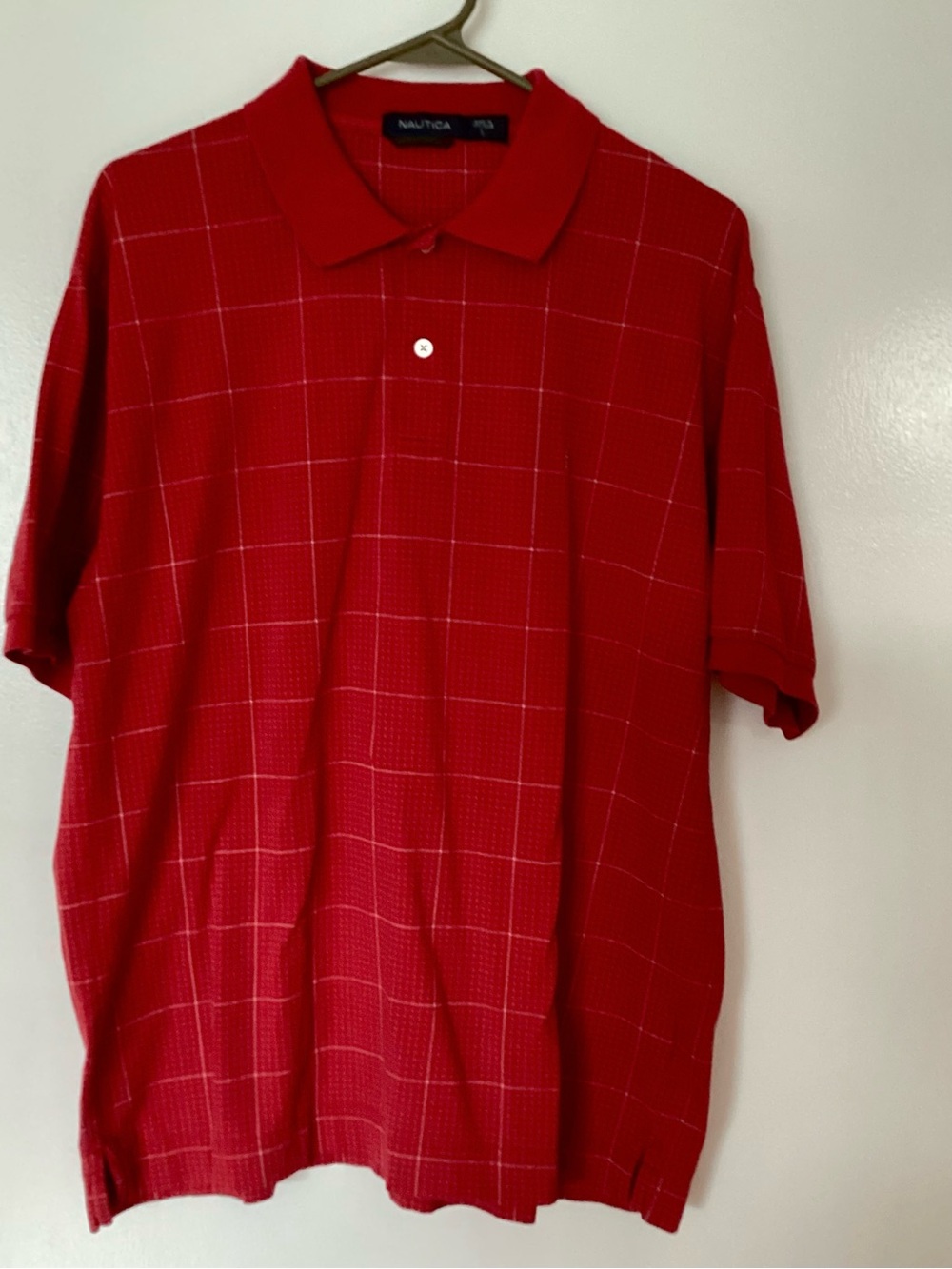 Men’s Size Large NAUTICAL  Red Windowpane Polo Shirt